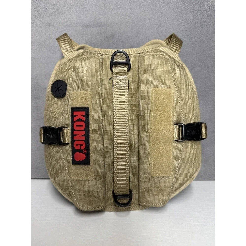 KONG Tactical Dog Harness Vest Size Small with Carry Pouches Handle Tan Khaki